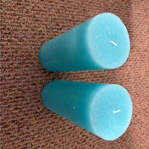 Set of Two Blue Pillar Candles